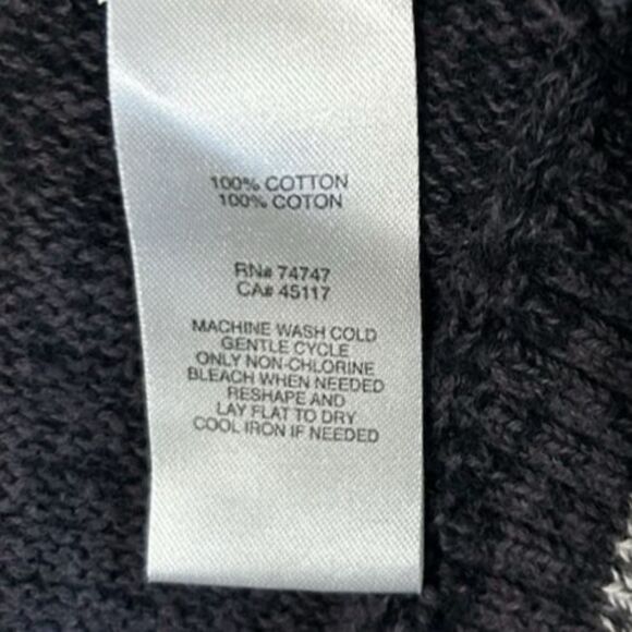 Natural Reflections Open Drape Knit Cotton Beige Black Boho Cardigan Sz M - Picture 9 of 9